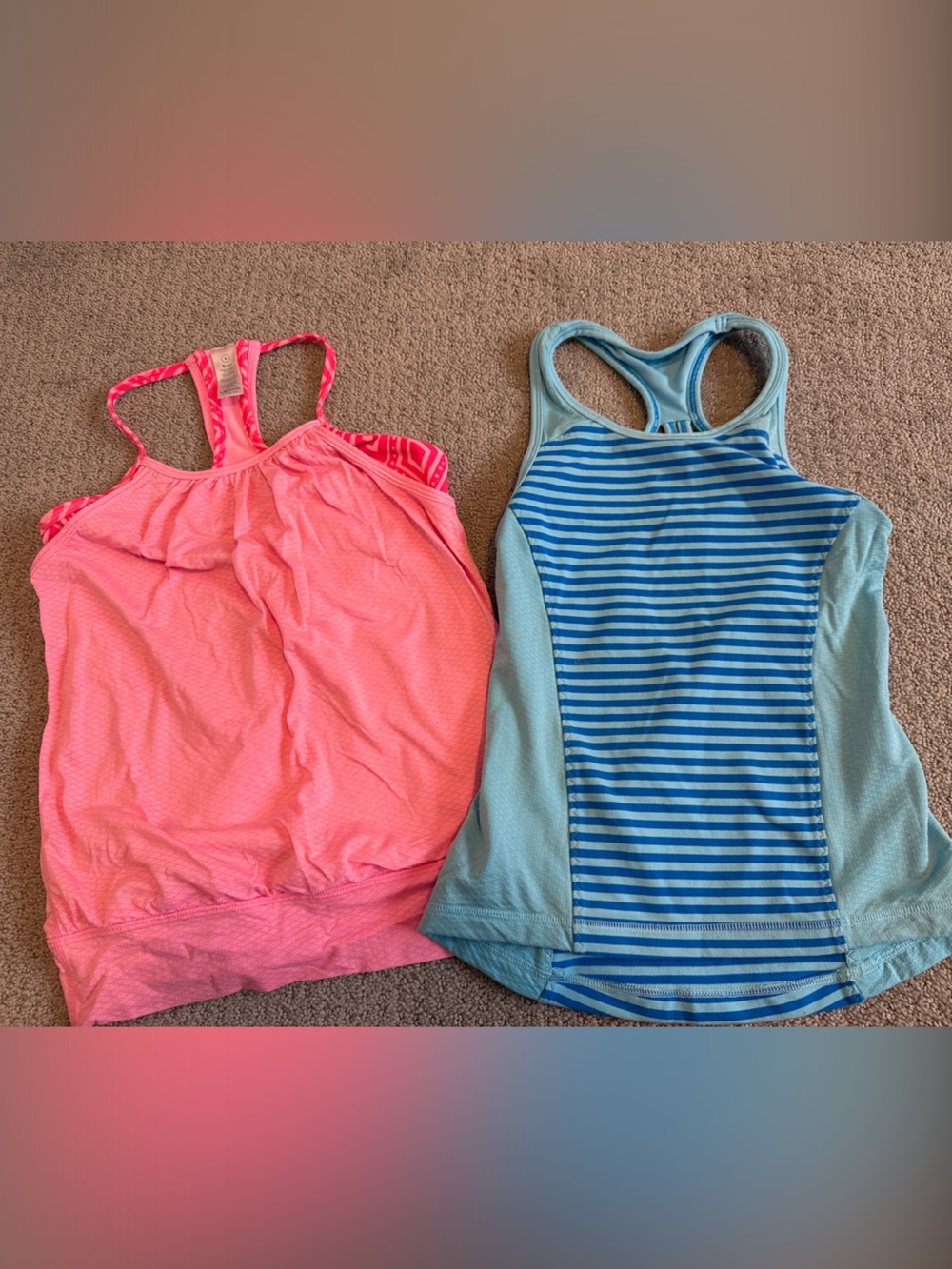 Pink and Light Blue Striped Tank Tops - Ivivva girls size 8